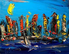 BLUE SKY   painting Abstract Modern Art  Contemporary  WALL DECOR Y3G4F