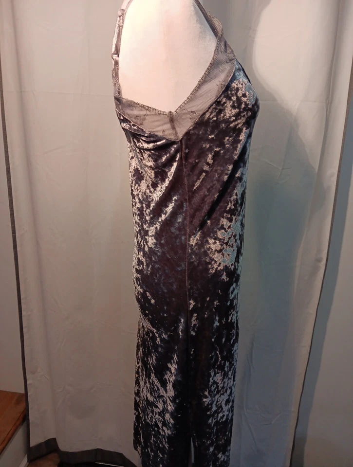 Vestido sin Mangas Mossimo Terciopelo Aplastado Borde de Encaje Midi Ajustable Estilo Años 90 XS Foto 4 de 4