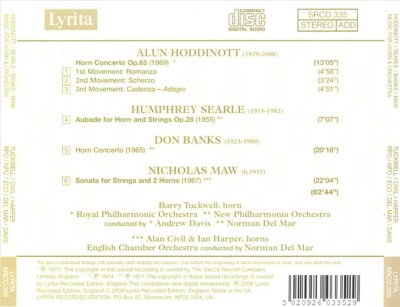 ALUN HODDINOTT, DON BANKS: HORN CONCERTOS; HUMPHREY SEARLE: AUBADE; NICHOLAS MAW