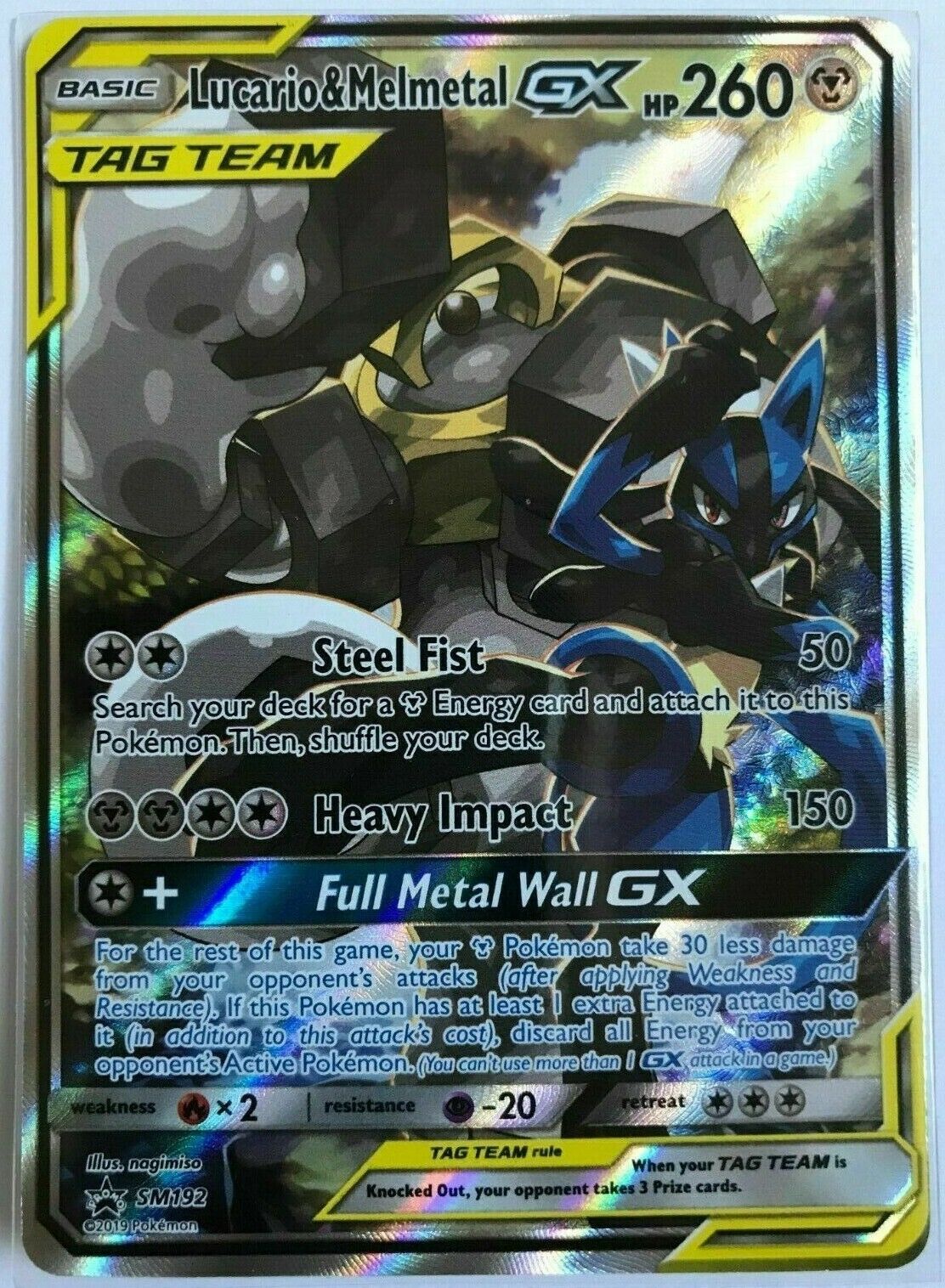 Mavin  Gold Mega Lucario GX EX Pokemon Card Shiny Full Art SV22 Custom  Metal Holo Promo