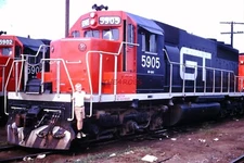 Original 1970 Grand Trunk GF-30F Locomotive Chicago Slide #4905
