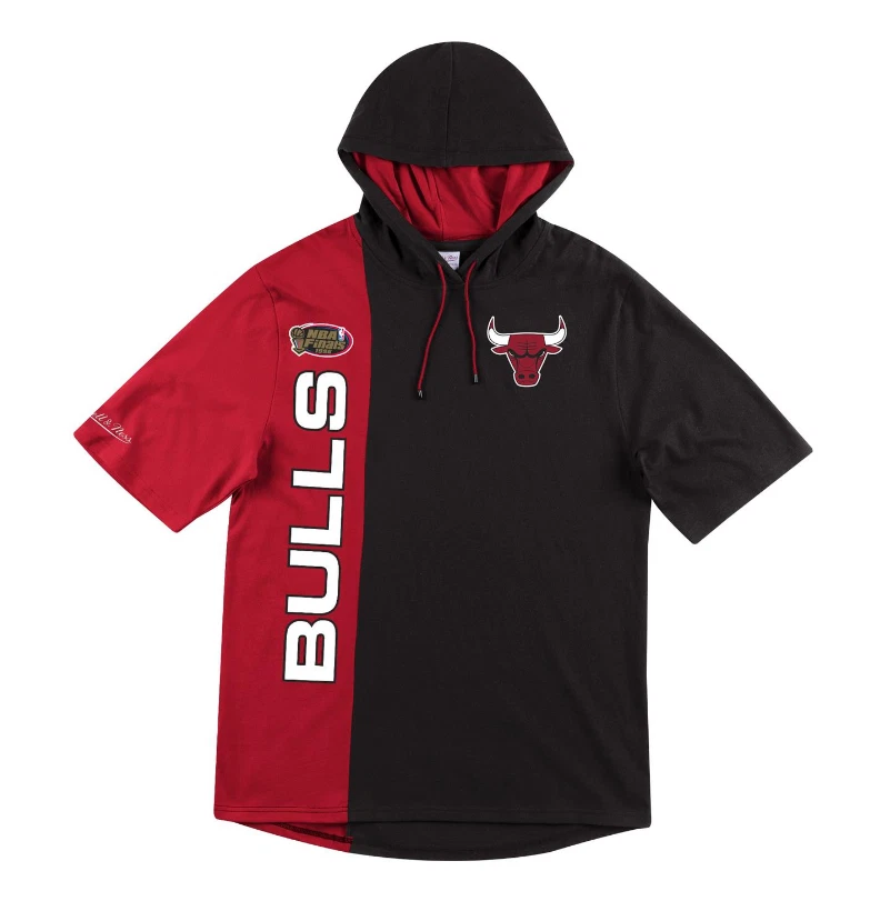 Mitchell And Ness Chicago Bulls short Sleeved Split Hoody Black