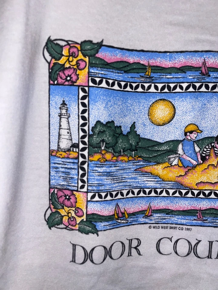 Camisa de playa 1997 Youth Door County gráfica océano niños años 90 M mediana Foto 3 de 4