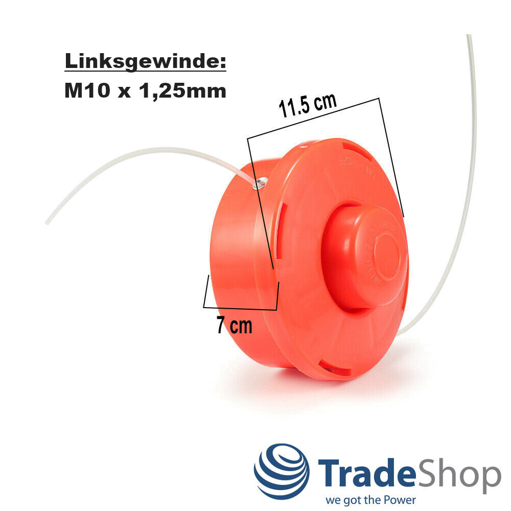 Rasentrimmer Ersatzspulenkopf M10x1.25 Linksgewinde - Mit Automatik-Zuführung & 15m Nylonfaden 2.4mm