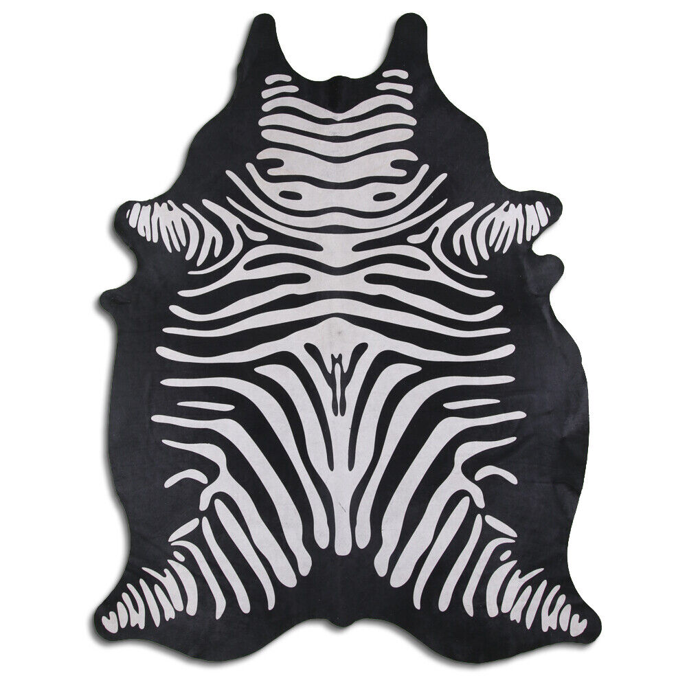 Real Cowhide Rug Reverse Zebra Size 6 by 7 ft, Top Quality, Larg