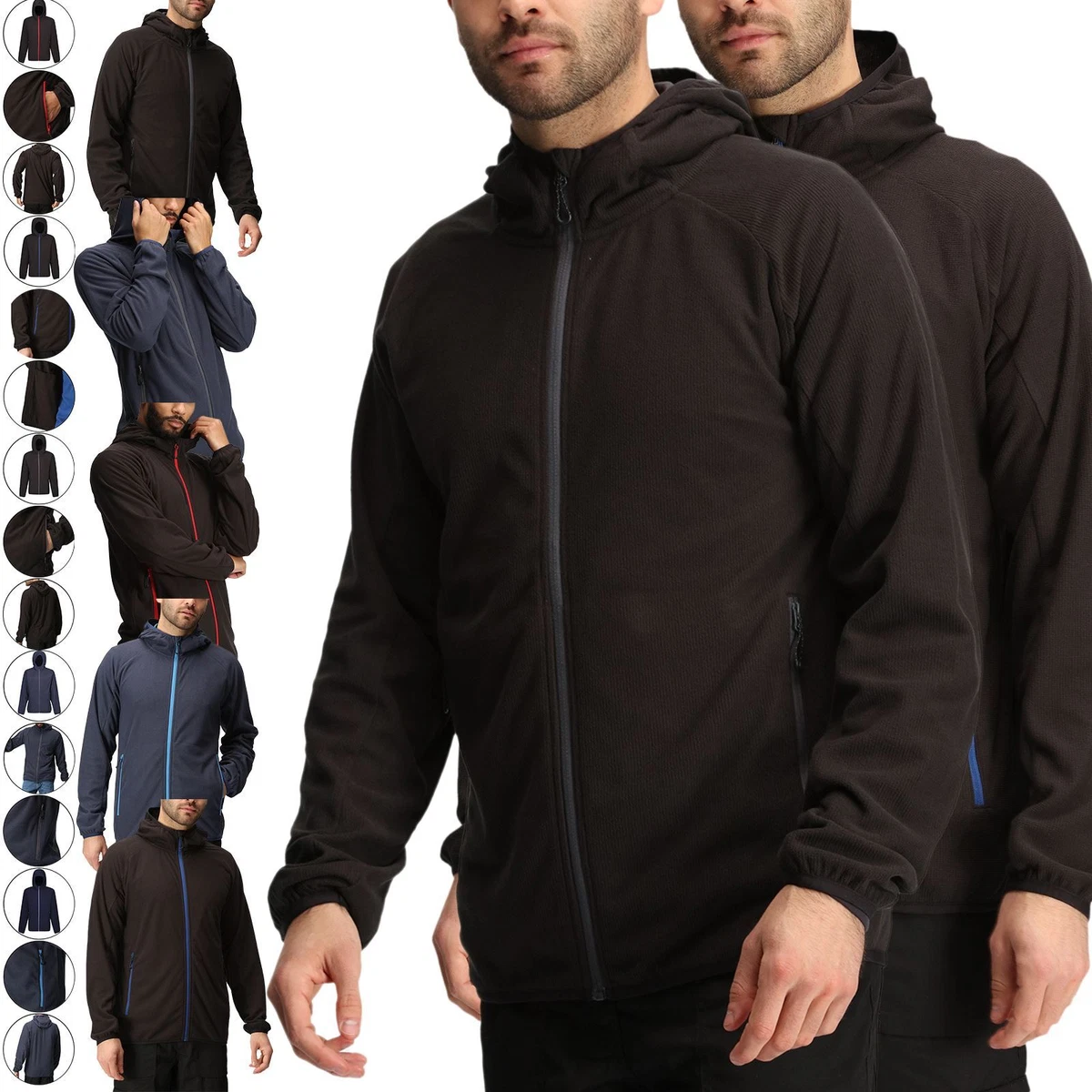 Mens Regatta Fleece Hooded Light Jacket Outdoor Contrast Zipped Stretch Hoodie