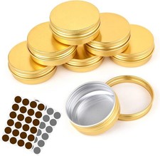 1 oz Aluminum Metal Tins 48 Pack Round Containers with Lids Gold Color