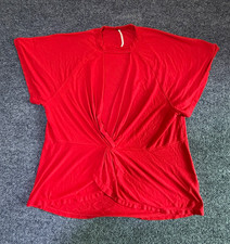 Free People Red Knit Twist Front Pullover Sho...