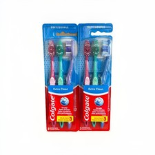 Colgate Extra Clean Toothbrush, Soft Toothbrush for Adults, 3 Count Pack of 2 