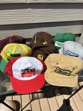 LOT OF 8 Vintage 1980  s Farming Agriculture Snapback Hats Trucker Caps NOS
