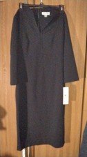Calvin Klein Black Long Sleeve Sheath Dress V-Neck Zip Size 4