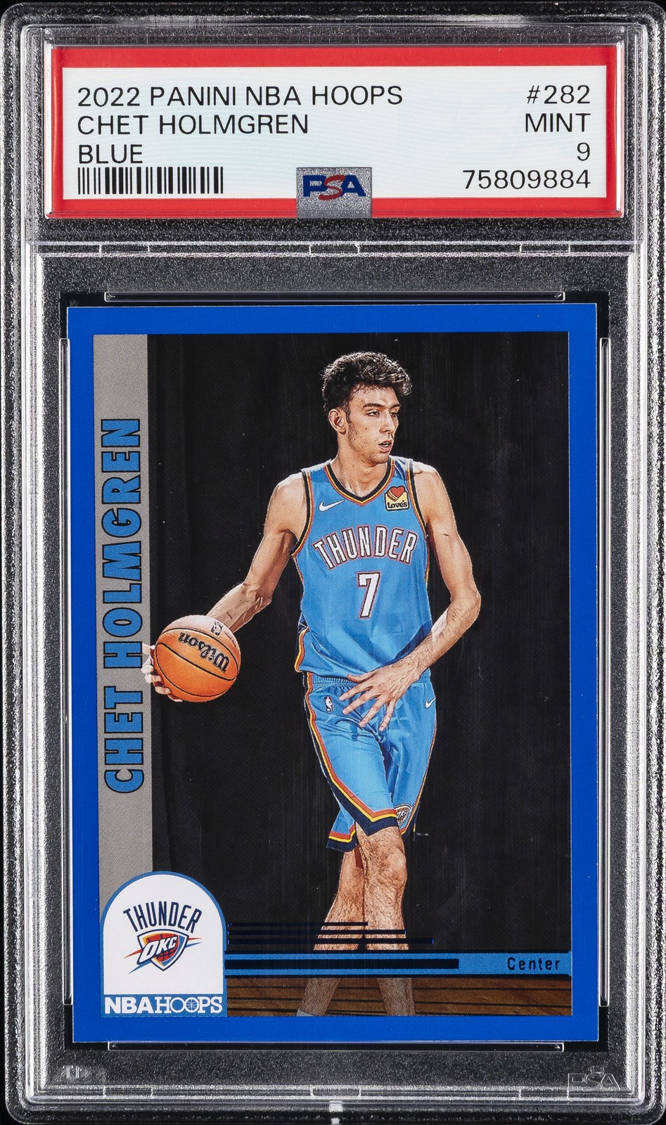 2022 PANINI NBA HOOPS BLUE #282 CHET HOLMGREN PSA 9