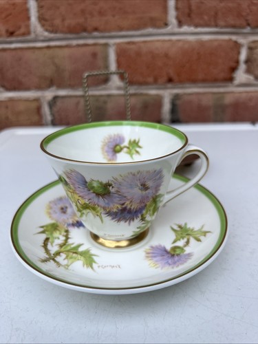 Royal Doulton Glamis Thistle LE Tea Cup & Saucer H4601 Signed England 1938 - Picture 2 of 18