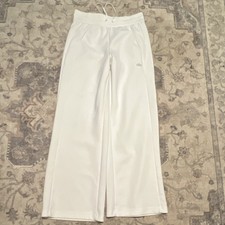 Alo Women s White Drawstring Wide-Leg Sweatpants Elastic Waist Size 4