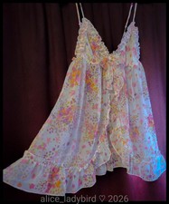 2pc Vintage VICTORIA'S SECRET Sheer BABYDOLL Gown PANTY Set Floral Lingerie Top