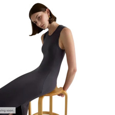 Quince Tencel Jersey Tank Maxi Dress Black Stretch Sz XS #28