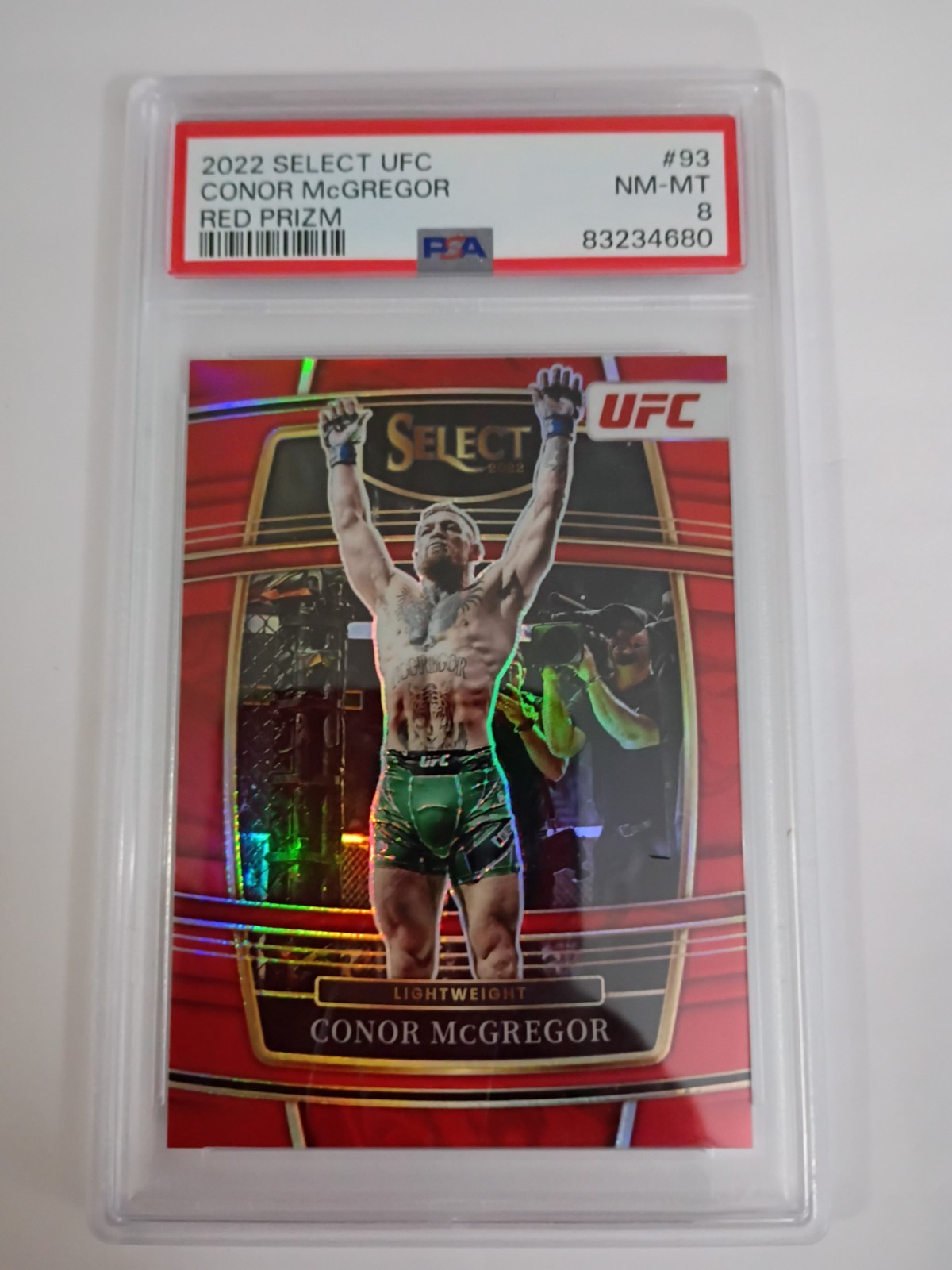 2022 Panini Select UFC Red Prizm #93 Conor McGregor #66/99 PSA 8  view 2