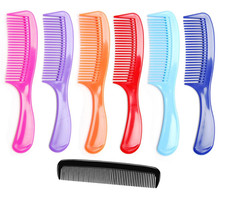  6 Pack 8" Colorful Styling Essentials Round Handle Comb Hair Combs and 1 Pack