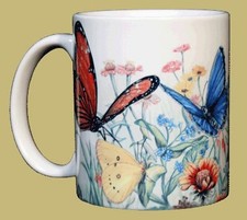 ATLAS SCREEN PRINTING Butterfly Garden 11 Ounce Ceramic Coffee Mug WC124M