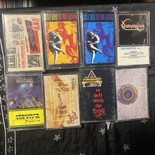 Heavy Metal/Hard Rock Cassette Lot -Guns N  Roses,Stryper,Whitesnake,Queensryche