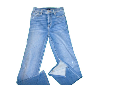 FASHION NOVA WOMENS JEANS SPLIT BOTTOM  SIZE  3 MEDIUM WASHED 5 POCKET
