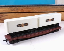 HAS "L" VINTAGE LIONEL HO 0830 READING PIGGYBACK FLATCAR w/2 COOPER JARRETT VANS