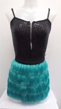 Dance Costume XL Child Green Weissman 6887 Jazz Sequin Fringe