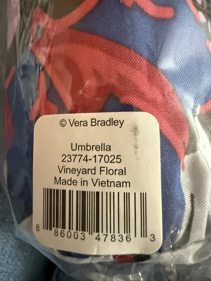 Paraguas Vera Bradley VINEYARD FLORAL automático abierto/cerrado nuevo con etiquetas precio de venta sugerido por el fabricante 45 $ Foto 3 de 4