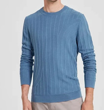 Alfani Men's Wool Blend Textured Sweater Blue Shale Size XL
