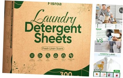 Travel Laundry Detergent Sheets  300 Loads Eco-friendly Washing Detergent 