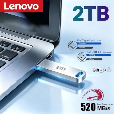 Lenovo 2TB Metal USB Flash Drive High Speed USB 3.0 Mini Memory Stick Pendrive