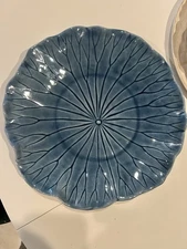 Hand Crafted Metlox Blue Lotus Flower Plates 2 Pieces  Vintage