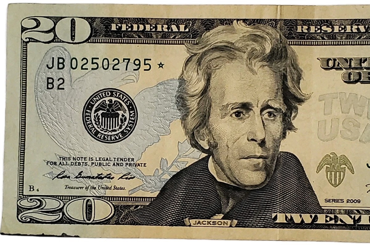 2009 $20 Dollar Bill With Star Note JB Series.
