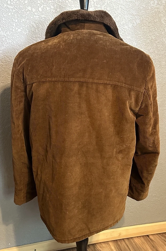 Chaqueta de Pana JC Penny De Colección Para Hombres XL Marrón Sherpa Abrigo de Vaquero Occidental Foto 4 de 4