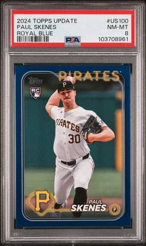 2024 Topps Update Series - Paul Skenes #US100 Royal Blue White uniform (RC)PSA 8