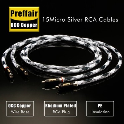 Preffair OCC Copper Silver Plated signal connection cables Rhodium RCA Plug