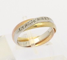 ♦ Tricolor Ring in 14 kt 14k 585 er Gelb Weiß Rot Gold mit Diamanten Diamantring