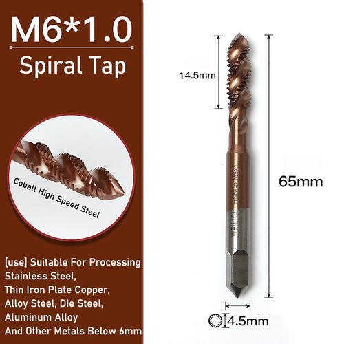 HSS Machine Thread Tap M2-M12 Self-tapping Tap Straight/Spiral Slot Thread Drill - Picture 43 of 56