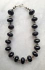 HAND CRAFTED STATEMENT NECKLACE LARGE CHUNKY BLACK LUCITE BEADS SILVER SPACERS  — photo 4
