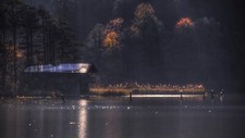 Landscape nature lake forest fall trees sun rays water Custom Gaming Mat Desk