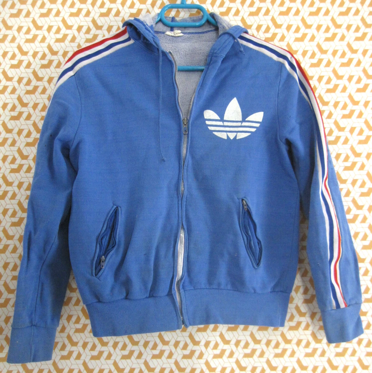 Veste Vintage Cros Réunion Equipe France JO - Taille M, Bleu Blanc Rouge, Polyester