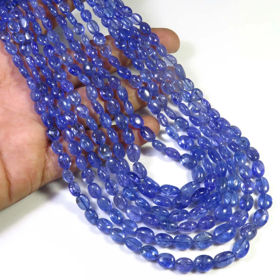 Top Grade Natural Blue African Tanzanite Smooth Oval Gems Beads 5-9mm GV-4295 - Image 3 of 4