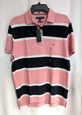 Tommy Hilfiger Men's Pink Multi Colorblock Stripe Reg Fit Polo 78JA354 Size M