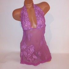 Fredericks of Hollywood Lingerie Chemise Slip Medium Mauve Pink Allover Lace