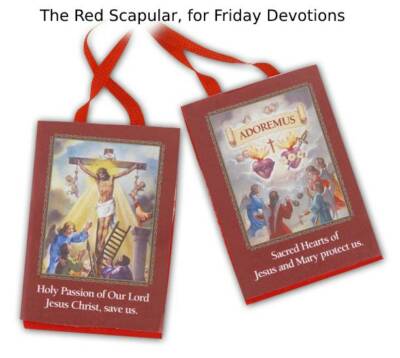 The Red Scapular with Booklet, Passion of Christ Devotional Sacramental