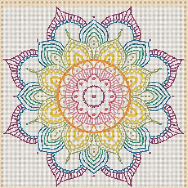 Colorful Mandala Counted Cross Stitch Complete Kit 6420xx eBay