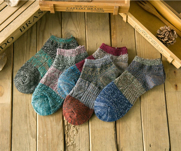 5 Pairs Mens Womens Cotton Socks Lot Crew Ankle Low Cut Vintage