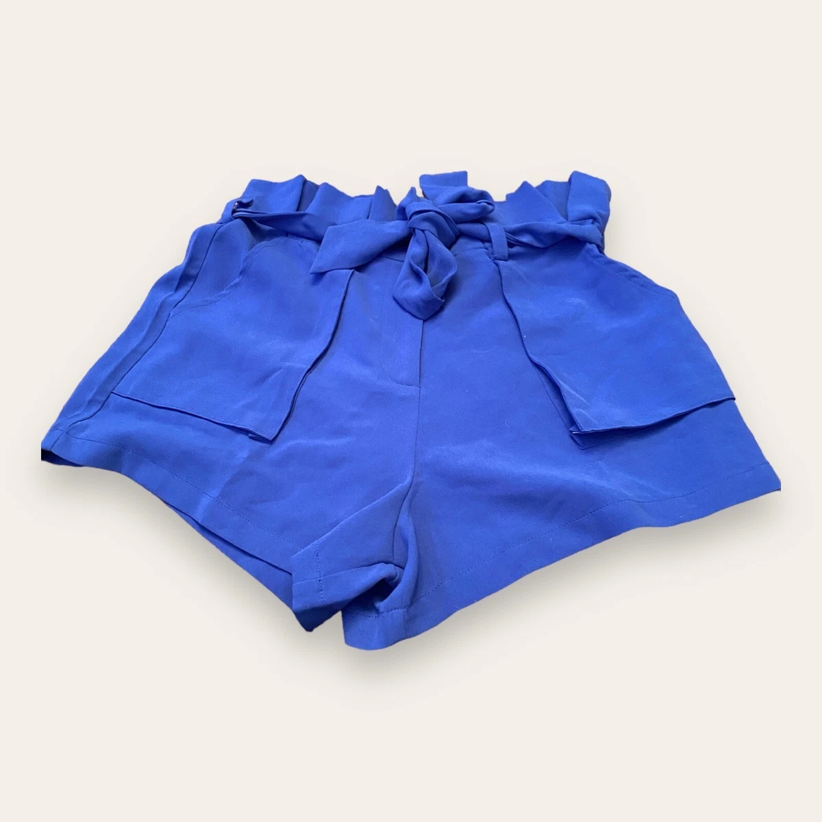 Fab rik Fabrik Royal Blue Women s Shorts Size Medium Paper Bag Tie Waist New M
