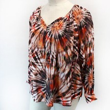 Karen Kane plus tie-dye peasant blouse top 2X Retail $138 Fabric from France