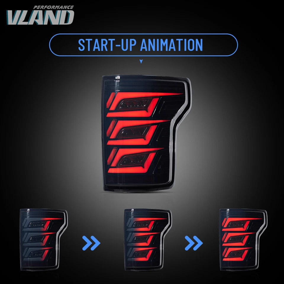 Par de luces traseras de freno LED secuenciales negras para Ford F150 2015-2020 Foto 3 de 4